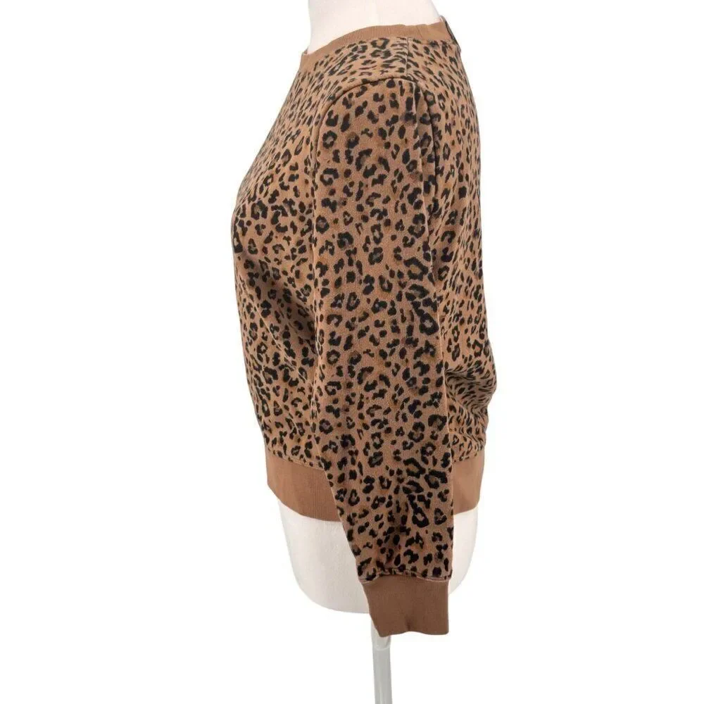 J. Crew Cozy Leopard Print Crewneck Sweatshirt Sz XS EUC preppy, soft - Picture 2 of 7